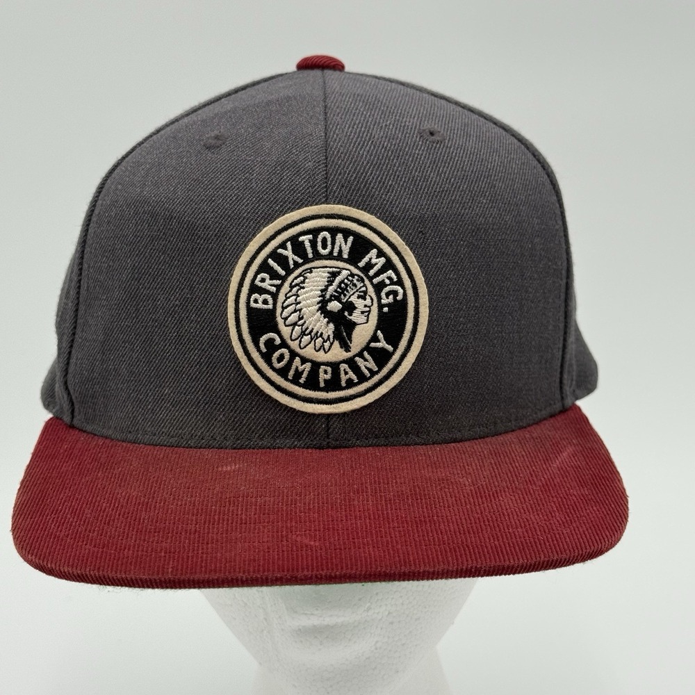 Brixton MFG Company Hat Snapback Cap Burgundy Gray‎ Patch Logo